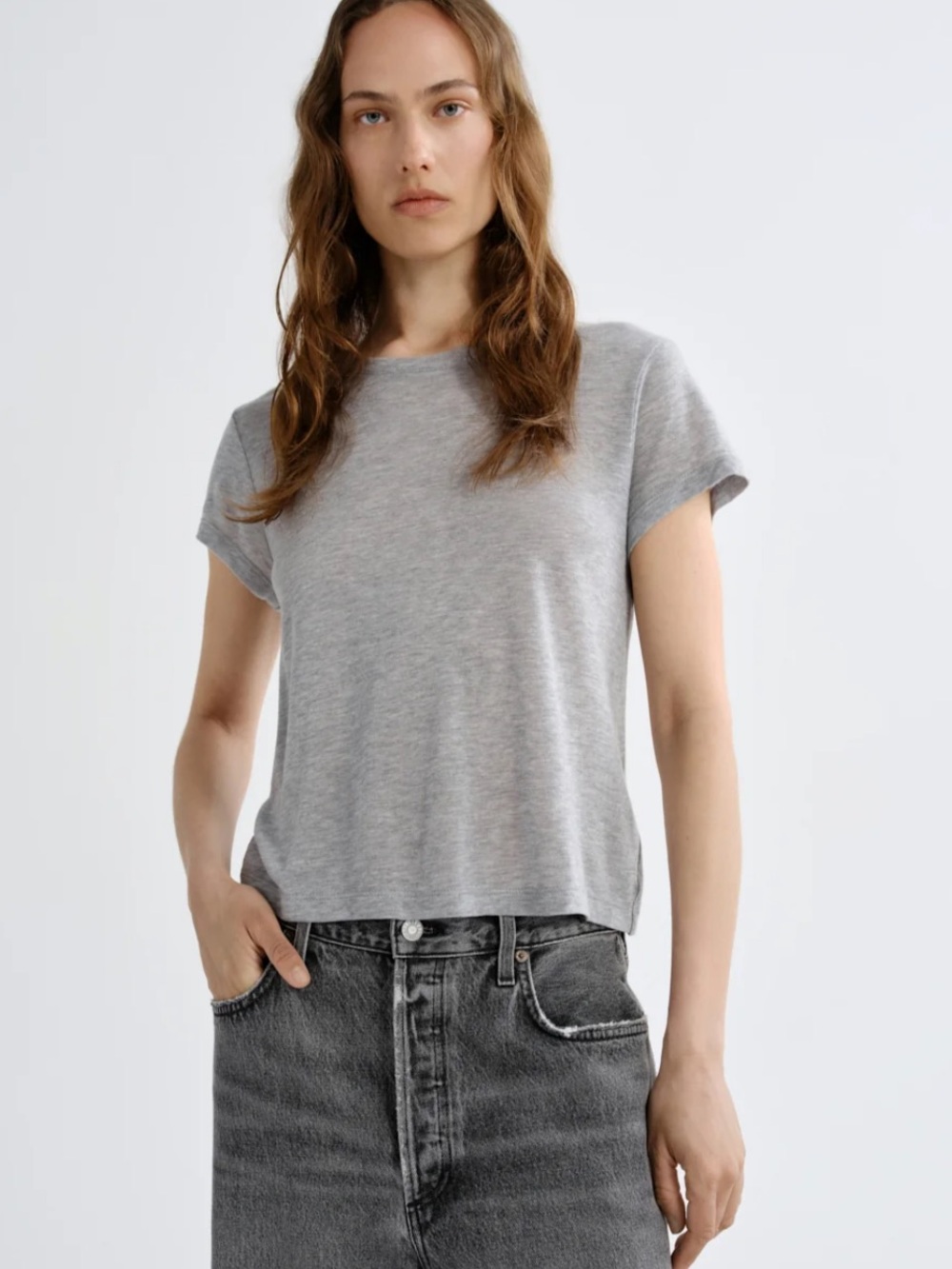 NWOT Agolde Adine shrunken tee heather grey small
